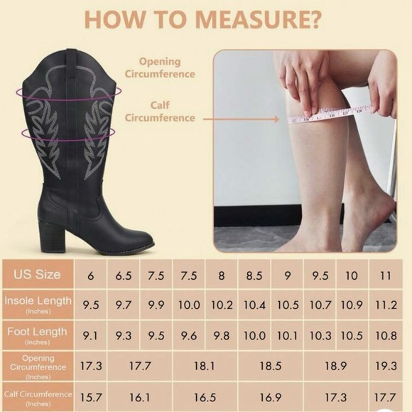 Extra Wide Black Cowboy Cowgirl Boots - Picture 6 of 10